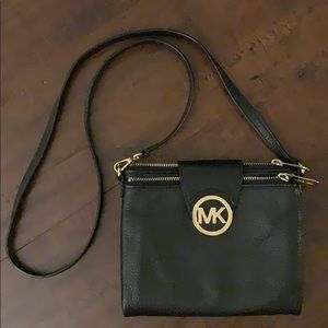 Michael Kors double zip top black crossbody  bag
